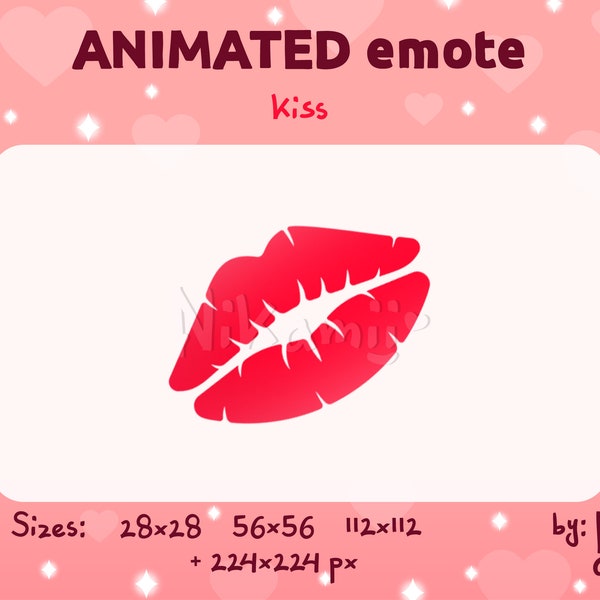 Baiser rouge à lèvres - Emote ANIMÉE / Pour Twitch, Kick, Discord / Stream / Saint Valentin / Amour / Lèvres / GIF romantique