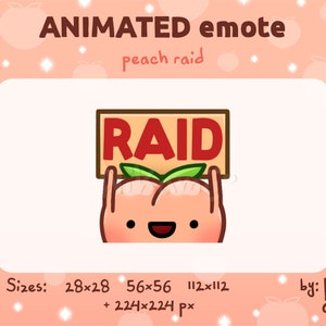 Peach RAID - ANIMATED Emote / Stream / Kick / GIF / cute and funny fruit / Peachy