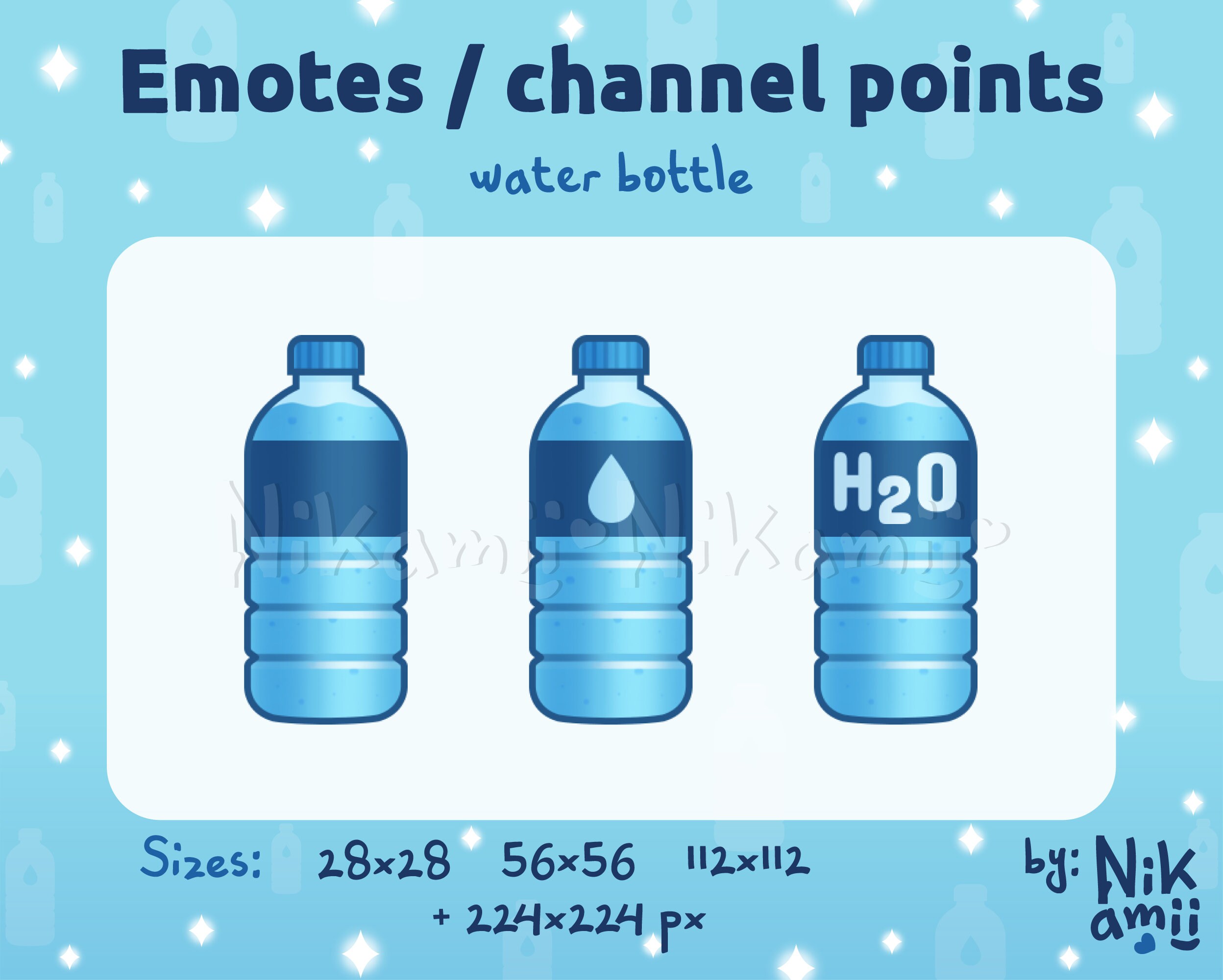 Hydrate Channel point Drink Twitch Emote Stream H2O water bottle