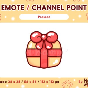 Présent - Point de canal / Emote / Stream / Pour Twitch, Discord / Points de chaîne / Noël mignon, cadeau d’anniversaire