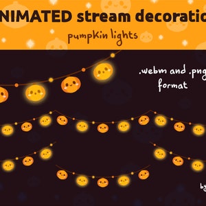 ANIMATED stream decoration - pumpkin lights / Cute stream decor for Halloween / Halloween lights / String lights / Streamer