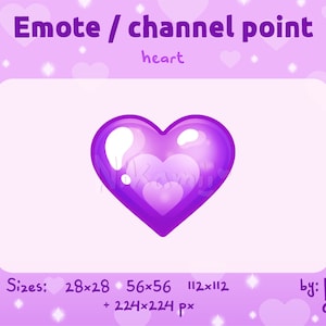 Purple heart - Emote / Channel point / For Twitch, Kick, Discord / Stream / Love / Shiny / Cute / Kawaii