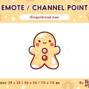 Gingerbread man - Christmas emote or channel point / Cookie emote / Channel points / For Twitch, Discord