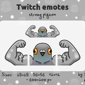 Paloma fuerte - Emotes / Divertido / Streamer / Stream / Para Twitch, Kick, Discord / Macho / Paloma musculosa / Pájaro con brazos
