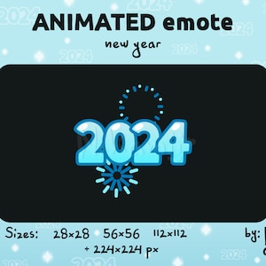 2024 - ANIMATED Emote / Blue New Year celebration emote for Twitch, Discord / Stream / Firework