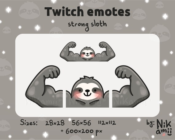 Strong Sloth Emotes / Funny / Streamer / Stream / Twitch / | Etsy