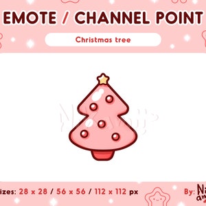 Pink Christmas tree channel point or emote / Cute winter channel points / For Twitch, Discord