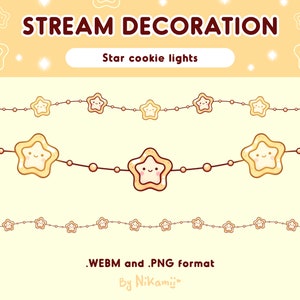 ANIMATED stream decoration - star cookie lights / Cute stream decor for cooking stream / Cute, cozy string lights / Twitch, Kick streamer