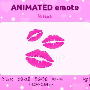 Bright pink lipstick kisses - ANIMATED Emote / For Twitch, Discord / Stream / Valentine's day / Love / Kiss / Lips / Romantic GIF