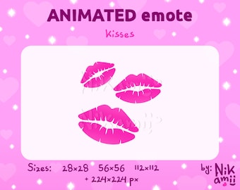 Bright pink lipstick kisses - ANIMATED Emote / For Twitch, Discord / Stream / Valentine's day / Love / Kiss / Lips / Romantic GIF