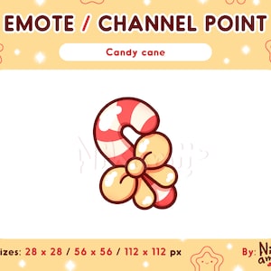 Candy cane - Emote / Channel point / Stream / Christmas holiday theme channel points / For Twitch, Discord