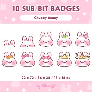 Meeting Roles Rabbit Icons Twitch Bunny Sub Badges / Cute Cheer Bit Badges / for Twitch, Discord ...
