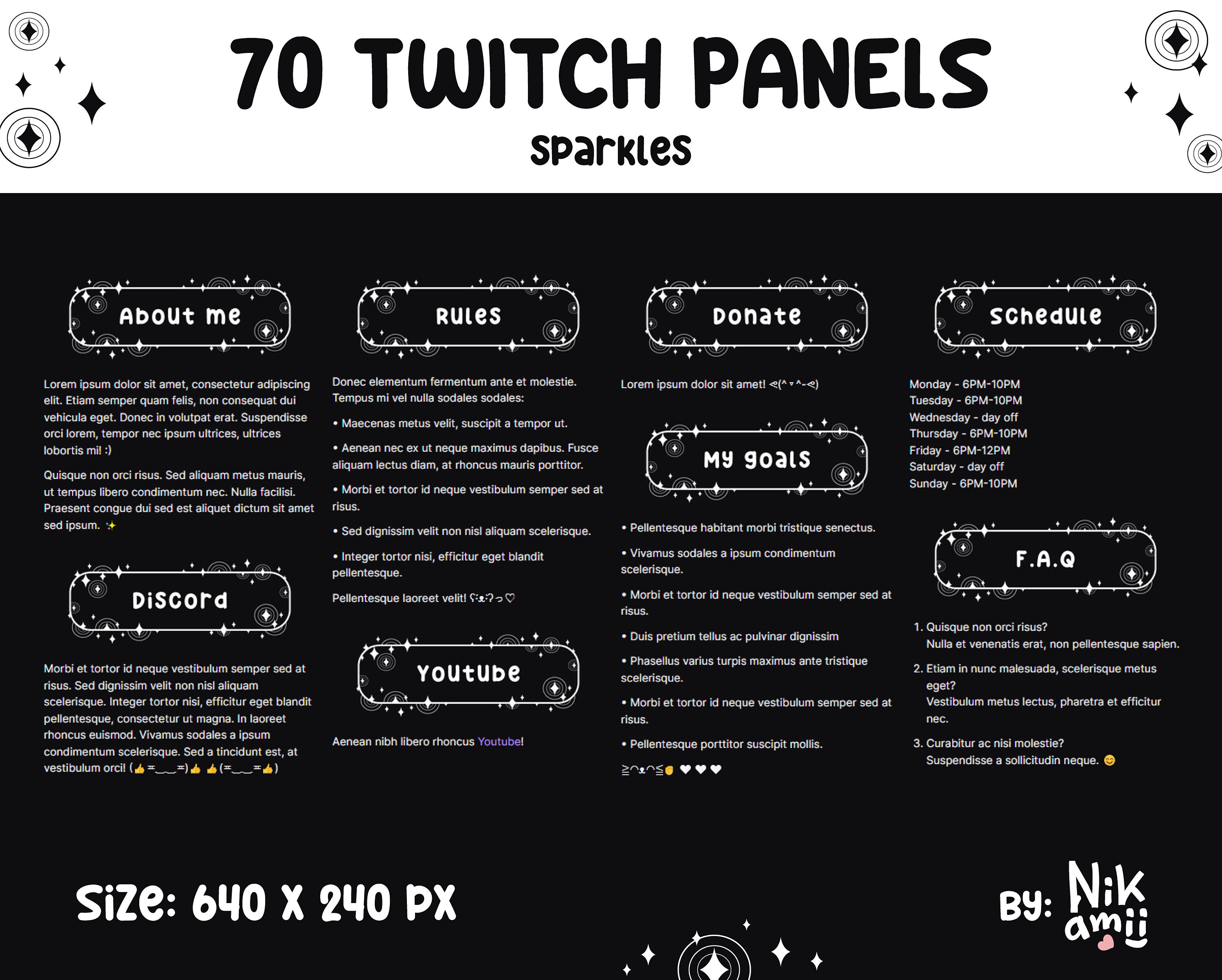 70 Sparkle Twitch Panels / Cute and Simple White Text Panels With ...