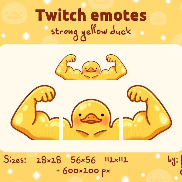 Strong duck - Emotes / Funny / Streamer / Stream / For Twitch, Discord, Kick / Macho / Muscular / Buff yellow duck / Bird with arms