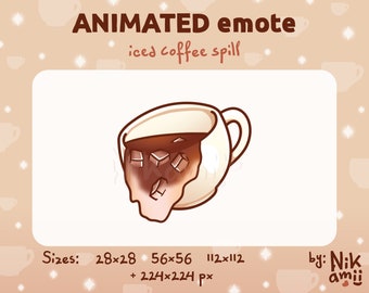 Iced coffee spill - ANIMATED Emote / For Twitch, Discord, Kick / Streamer / Stream / cup, drink emote