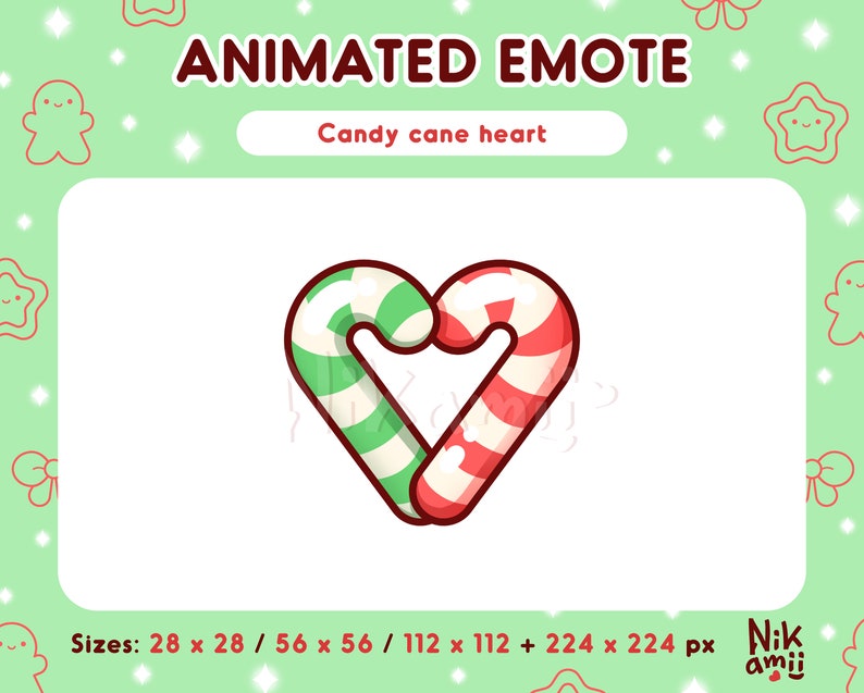 Candy Cane Heart ANIMATED Emote / for Twitch, Discord / Stream / Cute