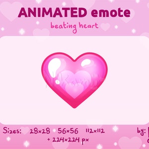 Bright pink beating heart - ANIMATED Emote / For Twitch, Discord, Kick / Stream / Love / Pounding heart / Shiny / Cute / Kawaii