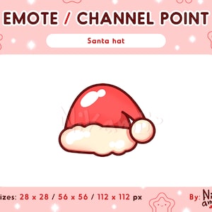 Santa hat - Emote / Channel point / For Twitch, Discord / Stream / Holiday channel points / Christmas hat
