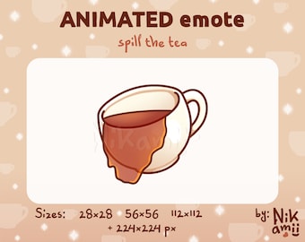 Spill the tea - ANIMATED Emote /For Twitch, Discord / Streamer / Stream / tea cup, drink emote