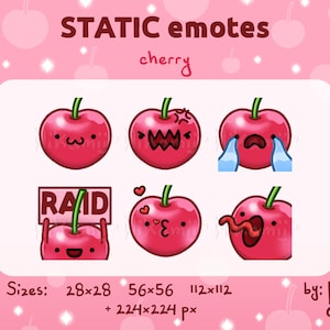 Ciliegia - Emote STATICHE / Per Twitch, Discord, Kick / Set di emote bacche strane e divertenti