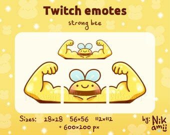 Strong bee - Emotes / Funny / Streamer / Stream / For Twitch, Discord, Kick / Cute / Macho / Muscular / Yellow / Buff / Meme / Bumblebee