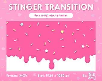 Stinger transition - Pink icing with sprinkles / Twitch, Kick stream / Cute stinger transition / MOV format