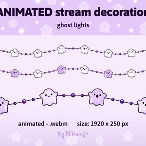 ANIMATED stream decoration - ghost lights / Cute stream decor for Halloween / Stream overlay / Halloween lights / String lights