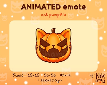 Cat pumpkin - ANIMATED emote /  Halloween / Laughing / Evil / Stream / For Twitch, Kick, Discord / Spooky season / Scary / Jack-O-Lantern