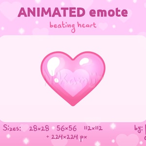 Pastel pink beating heart - ANIMATED Emote / For Twitch, Kick, Discord / Stream / Love / Pounding heart / Shiny / Cute / Kawaii