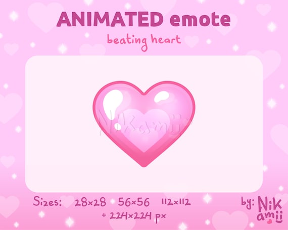 Pastel pink beating heart - ANIMATED Emote / For Twitch, Kick, Discord /  Stream / Love / Pounding heart / Shiny / Cute / Kawaii