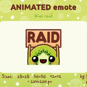 Kiwi RAID - ANIMATED Emote for Twitch, Kick, Discord / Stream / GIF / cute and funny fruit