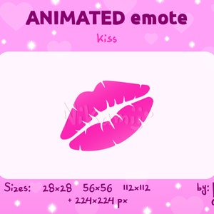Bright pink lipstick kiss - ANIMATED Emote / For Twitch, Kick, Discord / Stream / Valentine's day / Love / Lips / Romantic GIF