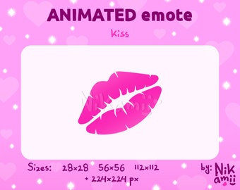 Bright pink lipstick kiss - ANIMATED Emote / For Twitch, Kick, Discord / Stream / Valentine's day / Love / Lips / Romantic GIF