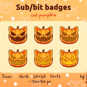 Cat pumpkin - Sub badges / Cheer Bit badges / Stream / Halloween / Spooky season / Scary / Kitty / Jack-O-Lantern / Pumpkins