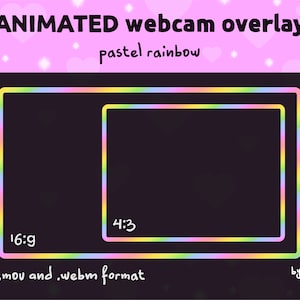 ANIMATED webcam overlay/border - pastel rainbow / Colorful camera frame / Twitch, Kick stream / Streamer