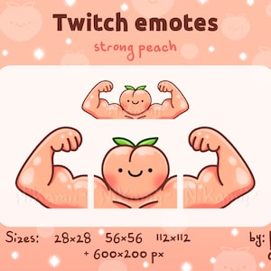 Sterke perzik - Emotes / Funny / Streamer / Stream / For Twitch, Kick, Discord / Cute / Macho / Muscle / Buff / Fruit