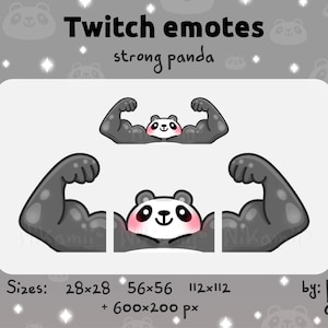 Panda fuerte - Emotes / Divertido / Streamer / Stream / Para Twitch, Discord, Kick / Lindo / Macho / Muscular / Músculo / Buff / Meme / Oso panda