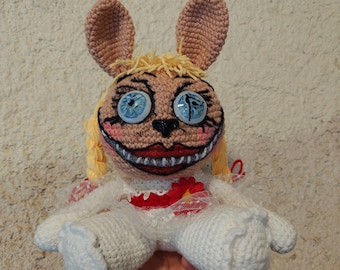 Annabelle plush doll, Demonic Crochet, Collectible Amigurumi Horror, Handmade Gothic Plush Toy, Original Halloween Gift