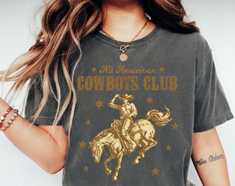 Cowboy T-shirt, 90s Vintage style Rodeo Shirt, Retro Wild West Shirt,  Western Cowboy Shirt, Cowgirl Tee, Unisex shirt gift for her