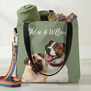 Personalized Dog Mom Tote Gift for Mother's Day, Custom Pet Photo Tote Bag, Pet Digital Portrait Tote, New Pet Owner Gift, Custom Cat Tote