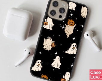 Coque de portable design fantômes mignons, saison effrayante pour iPhone 14 chat noir, iphone 13, iphone 12, iphone 11, iphone XR, iPhone XS drôle squelette café