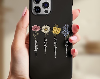 Personalized Mama, Grandma Phone Case with Birth Month Flower for Mother's day Gift, Custom Birth Floral Mom Gift iPhone 17, 16, 15, 14, 13