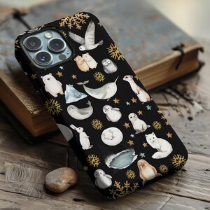 Cute Polar Animals Phone Case for Christmas Gift iPhone Cover for iPhone 16, 15, 14, 13, 12, Galaxy S24, Antarctic Wildlife Phone cover