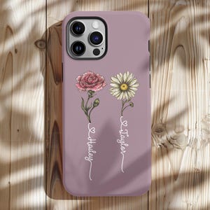 Custom Mom Phone Case with Birth Month Flower for Mother's day Mom, Grandma Gift, Personalized Birth Floral Mom Gift iPhone 15, 14, 13, 12