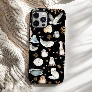 Winter Arctic Animal Phone Case for Christmas Gift iPhone Cover for iPhone 16, 15, 14, 13, 12, Galaxy S24, Antarctic Wildlife Phone cover