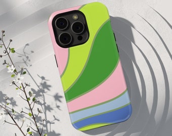 Retro Wave iPhone Case, Aesthetic Abstract Design