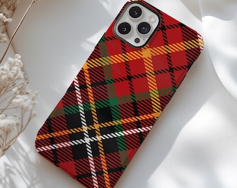 Red Tartan Plaid MagSafe iPhone Case, Festive Phone Cover for Christmas Gift