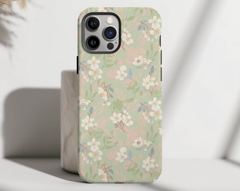 Sage Green Floral MagSafe iPhone Case: Botanical Drawing