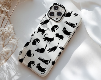 MagSafe Black Cat Design Phone Case Cover for Cat Mom Gift, Spooky iPhone 15, iPhone 14, iPhone 13, Halloween Party gift, Cat lovers gift