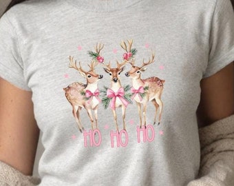 Christmas Reindeers baby tee for Her Gift, Cute Winter Baby Tee for her, Coquette Christmas Baby Tee, Festive X mas Baby Tee for Women Gift